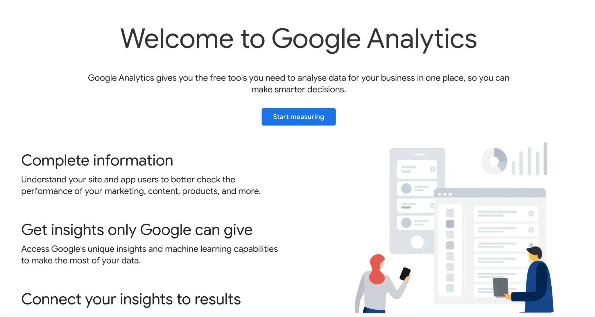 Google Analytics homepage
