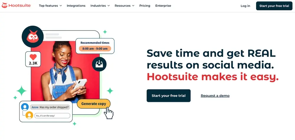Hootsuite homepage