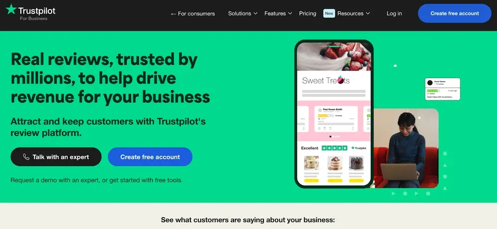Trustpilot homepage