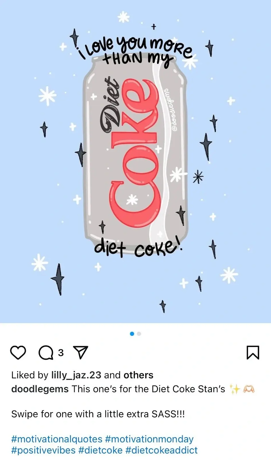 A post mentioning Coca-Cola with a brand name variation, "Diet Coke"