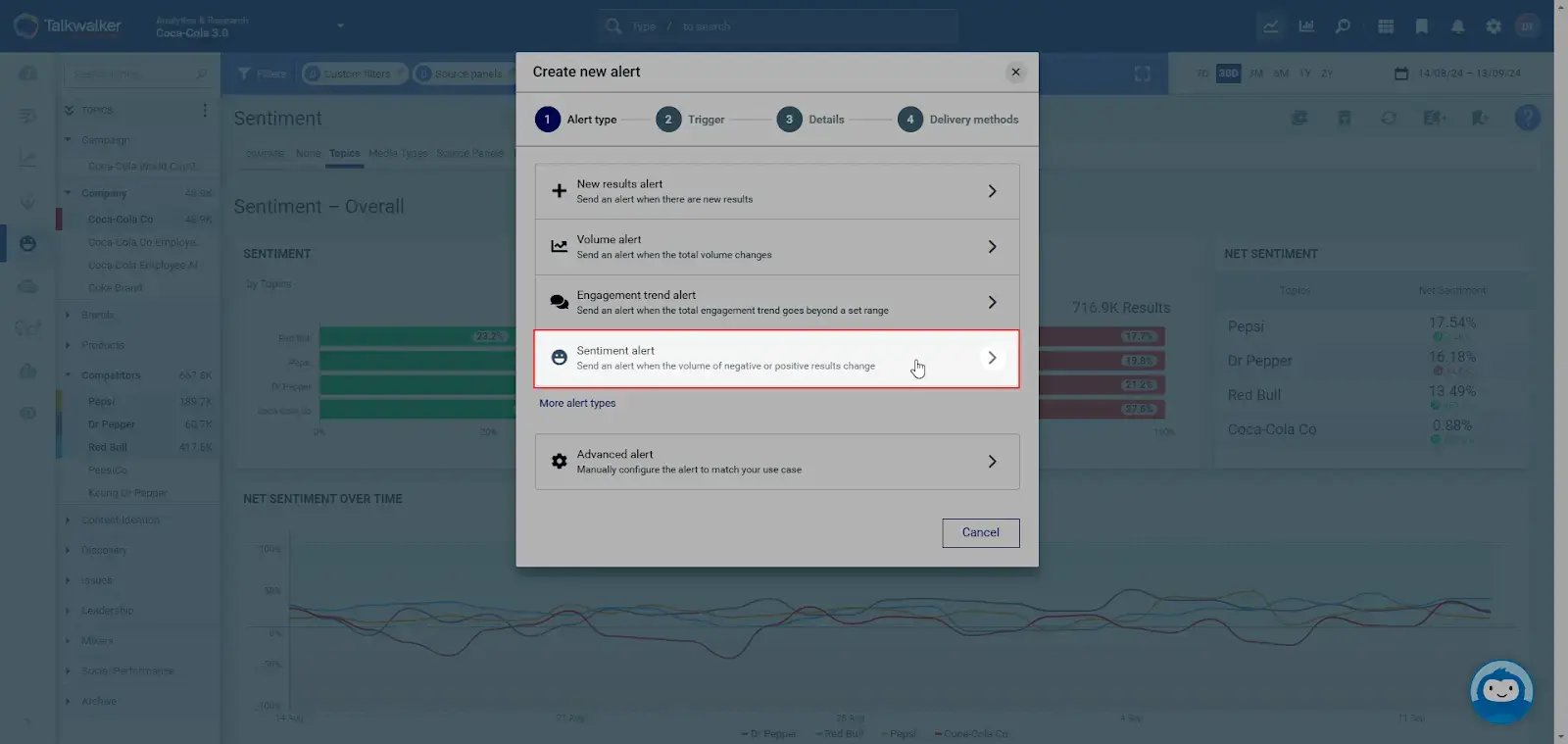 Set up a sentiment alert