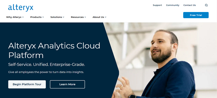 A screenshot of Alteryx's homepage